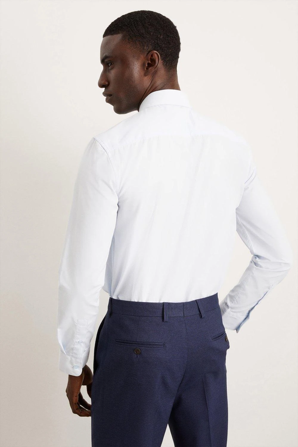 Burton Blue Skinny Fit Long Sleeve Easy Iron Shirt - Image 3