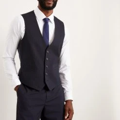 Burton Tailored Fit Navy Essential Waistcoat