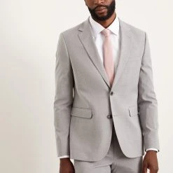 Burton Skinny Fit Light Grey Essential Suit Jacket
