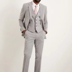 Burton Slim Fit Light Grey Essential Suit Trousers