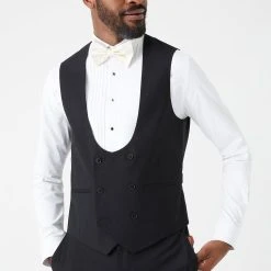 Burton Slim Fit Black Tuxedo Suit Waistcoat