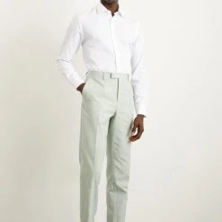 Burton Slim Fit Khaki Linen Suit Trousers