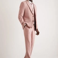 Burton Slim Fit Pink Tweed Suit Trousers