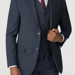 Jeff Banks Check Regular Fit Travel Suit Jacket