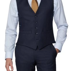 Racing Green Textured Tailored Fit Waistcoat