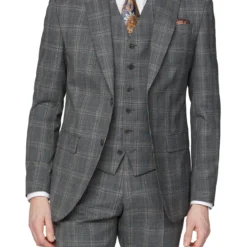 Jeff Banks Jaspe Check Wool Blend Regular Fit Suit Jacket