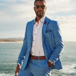 Joe Browns Classic Light Blue Check Contrast Lining Smart Suit Blazer